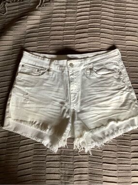 Just USA White Distressed Frayed Hem Denim Shorts